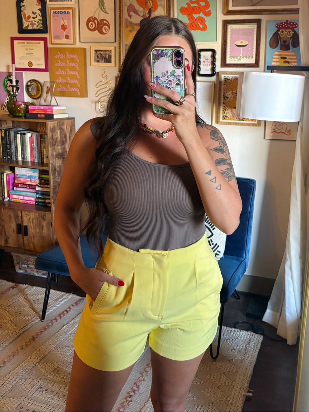 A New Day Yellow High Rise Tailored Shorts